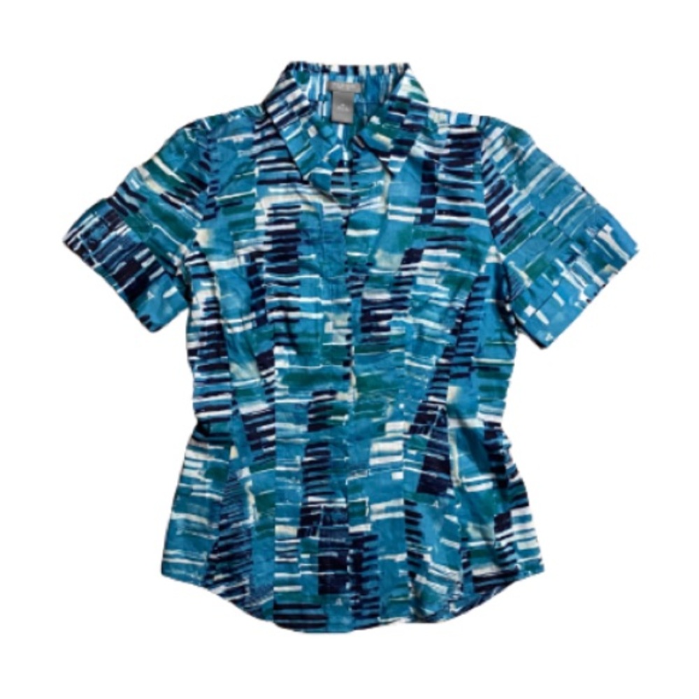 Ann Taylor Sheer Geometric Button Down Shirt Size 0P